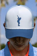 BooYaa Premium Golf Hat, Tee Off White and Navy Snapback Cap, Laser-Cut Vents, Unisex