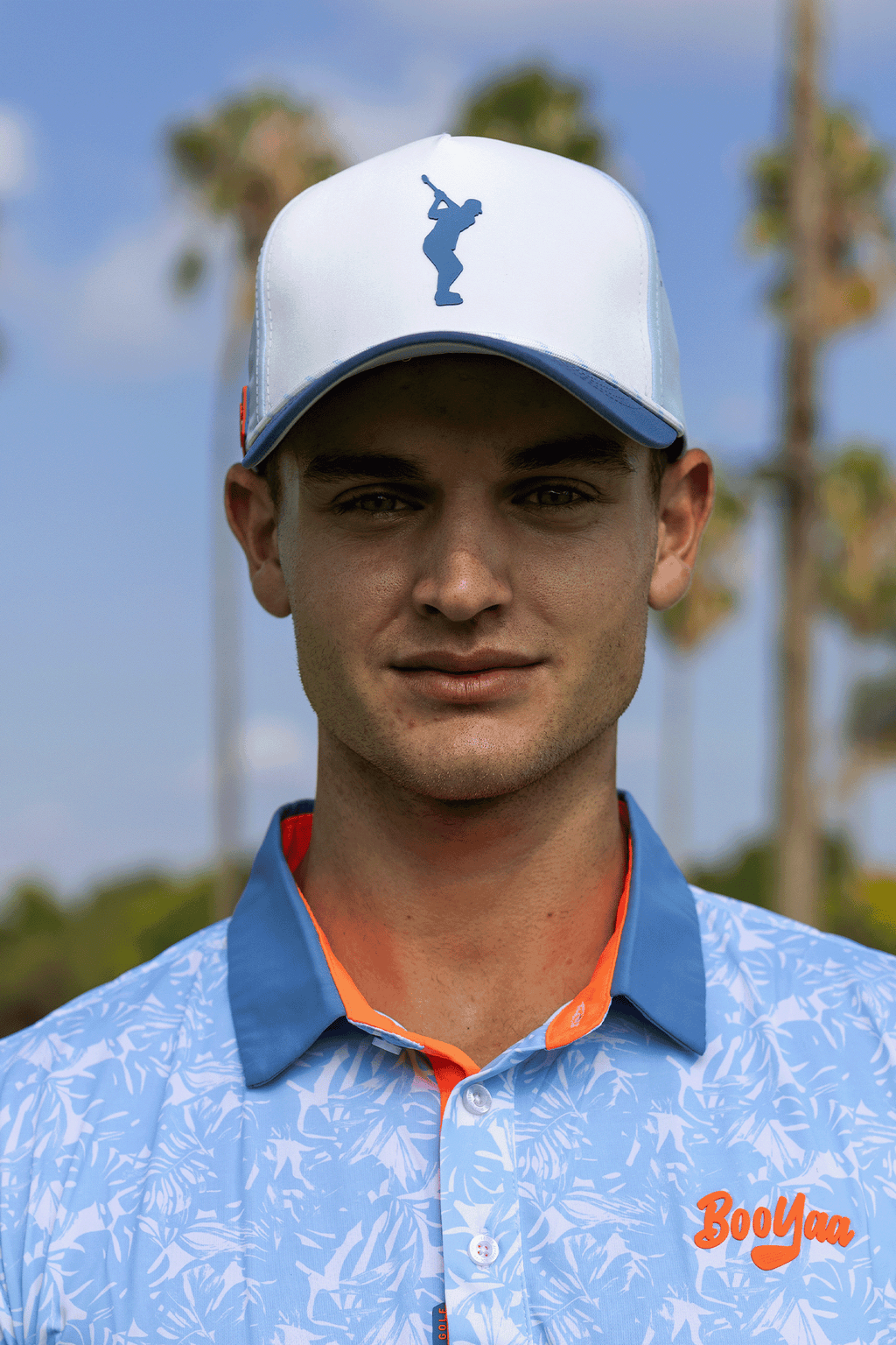 BooYaa Premium Golf Hat, Tee Off White and Navy Snapback Cap, Laser-Cut Vents, Unisex