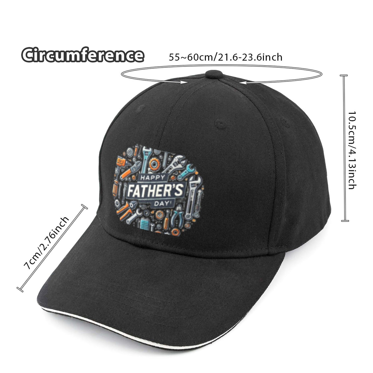 Happy Father's Day Sandwich Brim Baseball Cap (Made in USA)
