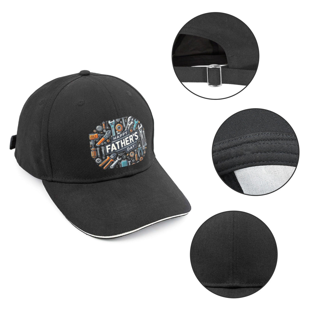 Happy Father's Day Sandwich Brim Baseball Cap (Made in USA)