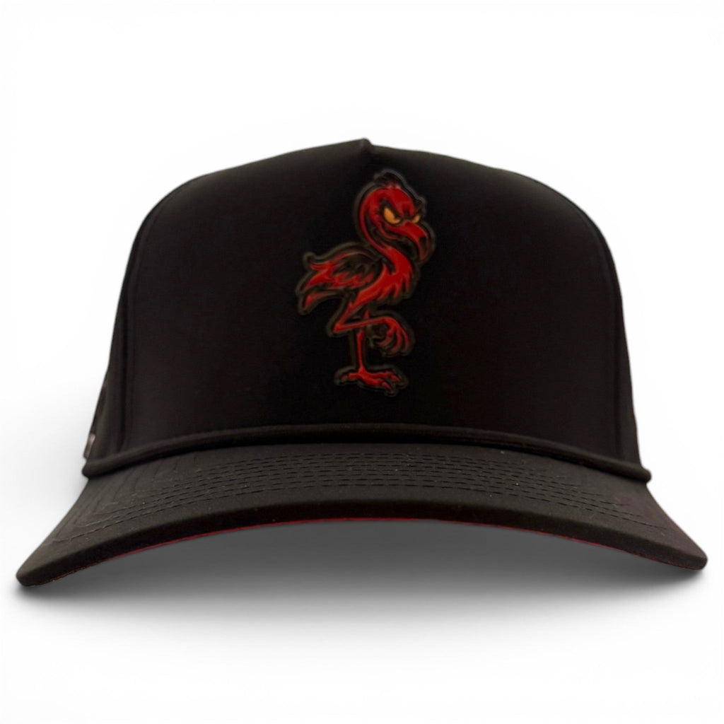 Evil Flamingo Golf Hat | Snapback Cap | Built-in Magnetic Ball Marker Holder + Marker Included | Adjustable Flamingo