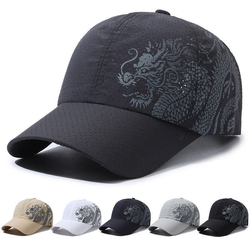 Hat Men's Chinese Style Printed Dragon Baseball Cap Polyester