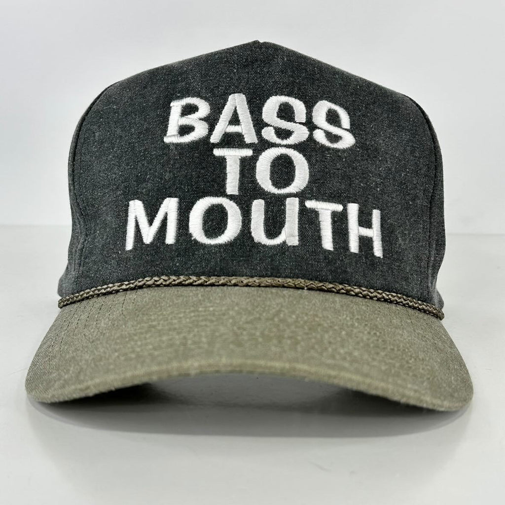 BASS TO MOUTH Tall Crown SnapBack Cap Hat Custom Embroidered Collab Shawn Ricketts